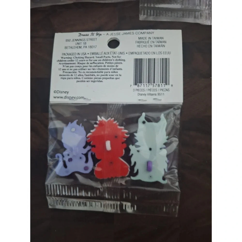 Lot of 3 Disney Villains Dress It Up Buttons Ursula Cruella Maleficent 9511